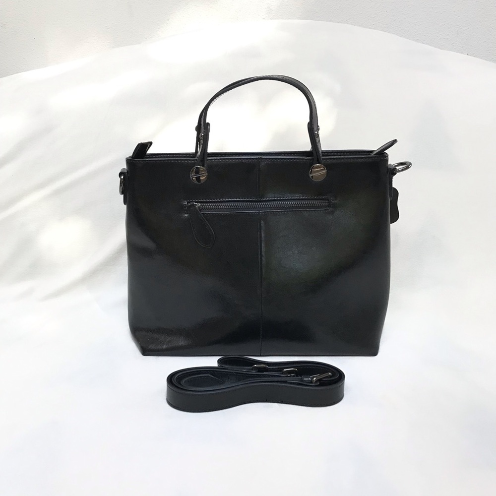 🔥 Black Top Handle Faux Leather Tote Bag With Removable Strap 🔥 - Picture 16 of 16